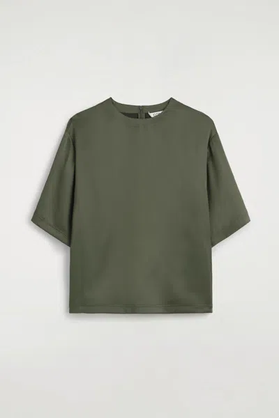 Cos Satin T-shirt In Vert