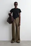 Cos Satin Wide-leg Trousers In Brown