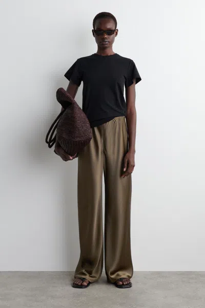 Cos Satin Wide-leg Trousers In Brown