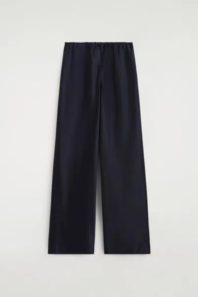 Cos Pantaloni A Gamba Larga In Raso In Blue