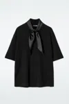 Cos Scarf-detail Merino Wool T-shirt In Black