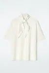Cos Scarf-detail Merino Wool T-shirt In White