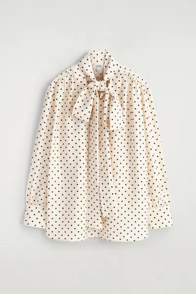Cos Scarf-detail Polka-dot Shirt In White