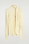 Cos Scarf-detail Silk Top In Neutral