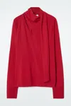 Cos Scarf-detail Wool Turtleneck Jumper In Red