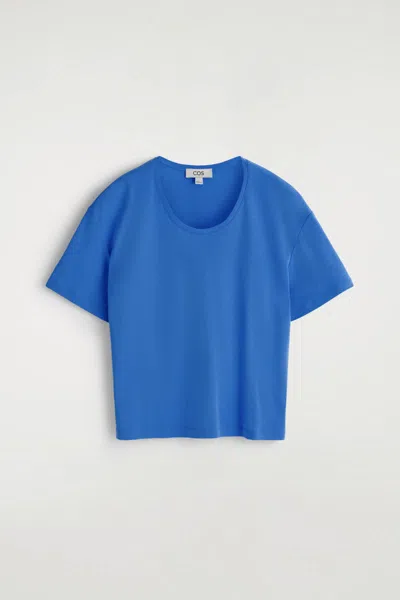 Cos Scoop-neck Cotton T-shirt In Blue