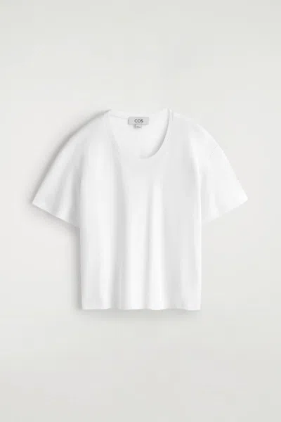 Cos T-shirt In Cotone Con Scollo A U In White