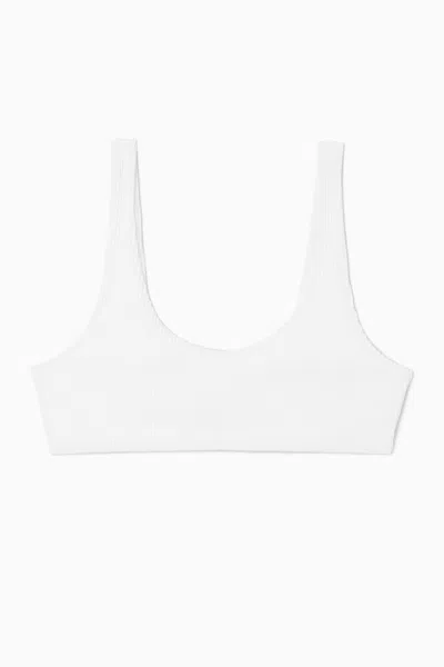 Cos Scoop-neck Ribbed Bikini Top In White