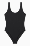 Cos Scoop-neck Ribbed Swimsuit In Black