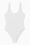 Cos Scoop-neck Ribbed Swimsuit In White