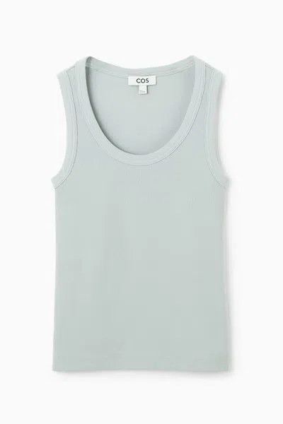 Cos Scoop-neck Ribbed Tank Top In Turquoise