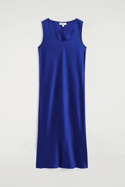 Cos Abito Midi In Raso Con Scollatura A U In Blue