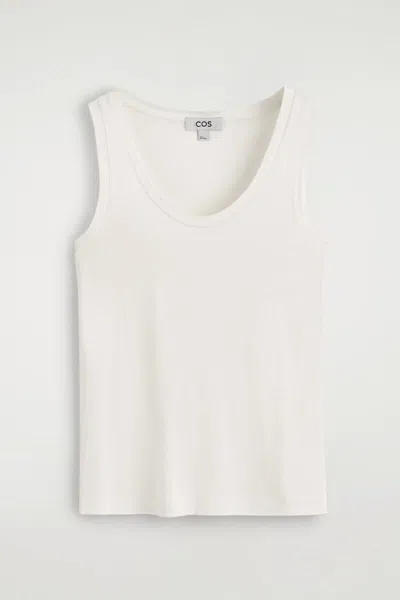 Cos Scoop-neck Silk-jersey Tank Top In White