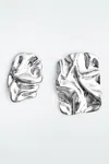 Cos Scrunched Mismatched Earrings In Silver