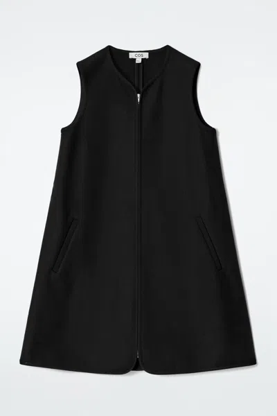 Cos Scuba-jersey Zip-up Mini Dress In Black