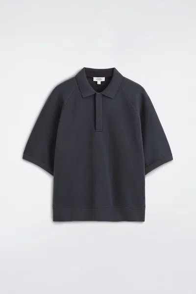 Cos Scuba-jersey Polo Shirt In Navy