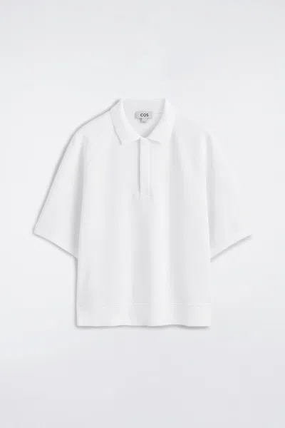Cos Scuba-jersey Polo Shirt In White