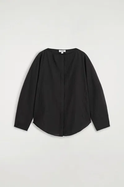 Cos Sculpted Boat-neck Blouse In Black
