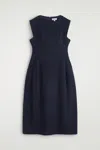 Cos Sculpted Brushed-wool Midi Dress In Blue