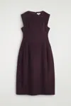 Cos Sculpted Brushed-wool Midi Dress In Red