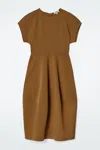 Cos Sculpted Cotton Midi Dress In Beige