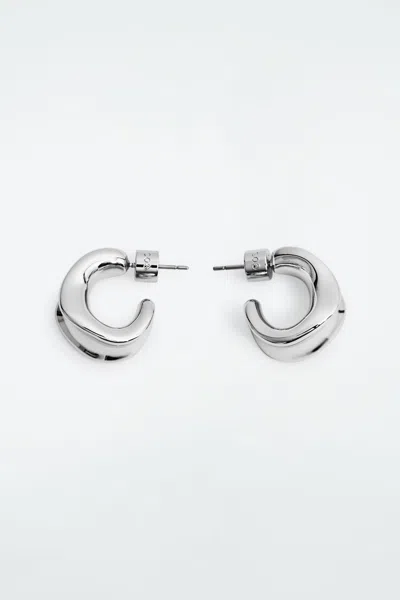 Cos Sculpted Hoop Earrings In Silver