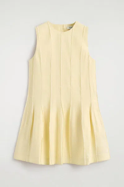 Cos Sculpted Pleated Mini Dress In Yellow