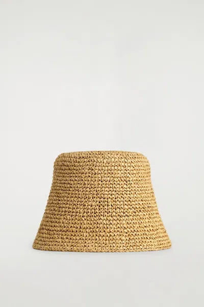 Cos Sculpted Straw Bucket Hat In Sand