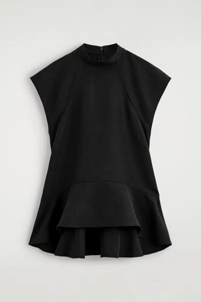 Cos Sculpted Turtleneck Top In Black
