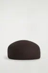 Cos Sculpted Wool Beret In Brown