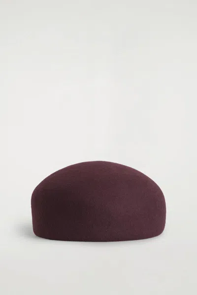 Cos Sculpted Wool Beret In Red