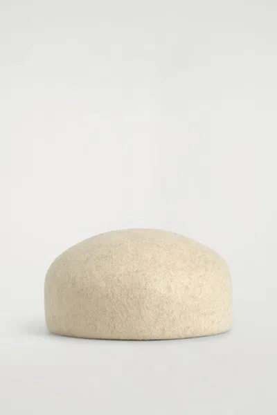 Cos Sculpted Wool Beret In Neutral