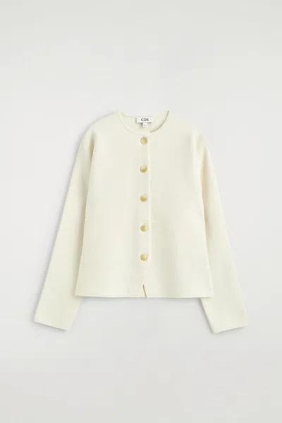 Cos Sculptural Cotton Cardigan In White