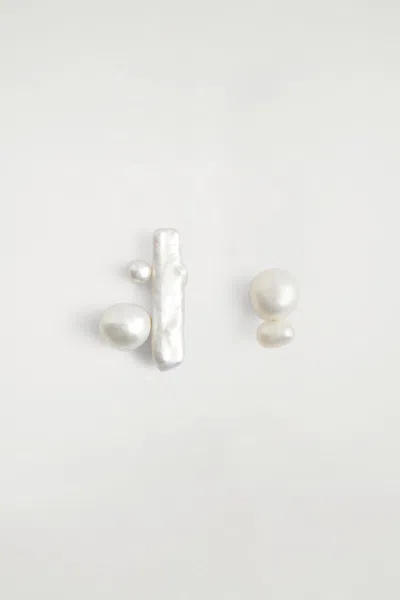 Cos Sculptural Freshwater Pearl Earrings In Silver