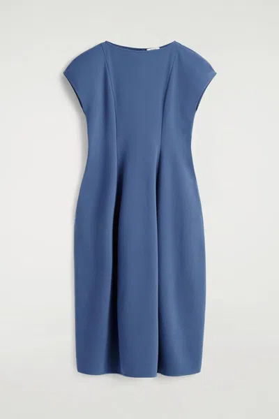 Cos Sculptural Jersey Midi Dress In Blue