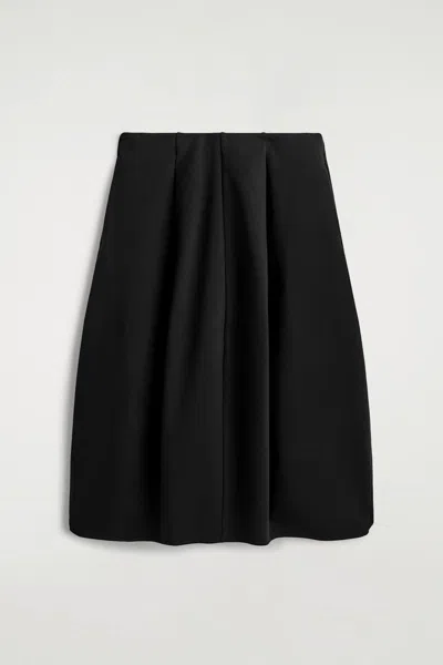 Cos Sculptural Jersey Midi Skirt In Black