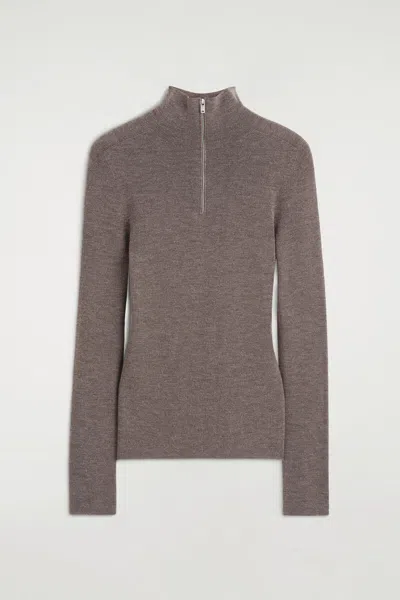 Cos Seamless Merino Wool Zip-up Top In Beige