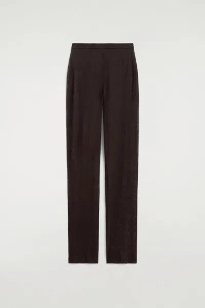 Cos Seamless Sheer Knitted Silk Pants In Brown