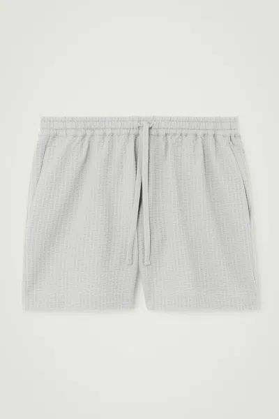 Cos Seersucker Elasticated Shorts In Gray