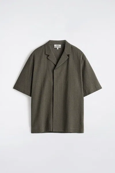 Cos Seersucker Resort Shirt In Gray