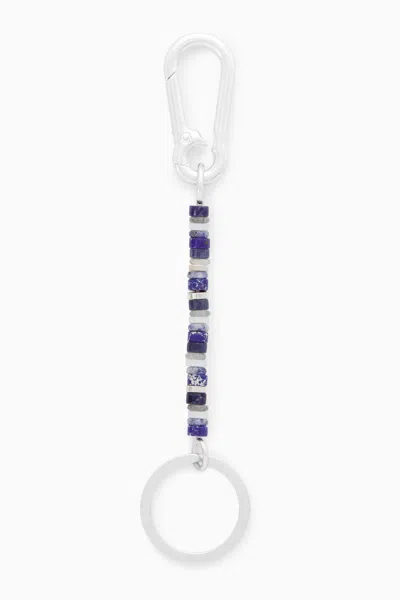 Cos Semi-precious Beaded Keyring In Blue