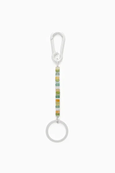 Cos Semi-precious Beaded Keyring In Metallic