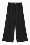 Cos Semi-sheer Drawstring Trousers In Black