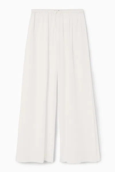 Cos Semi-sheer Drawstring Trousers In White