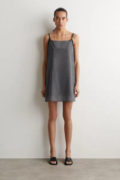 Cos Semi-sheer Layered Wool Mini Dress In Gray