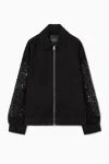 Cos Sequinned Suede Jacket In Black