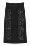 Cos Sequinned Suede Midi Skirt In Black
