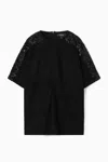Cos Sequinned Suede T-shirt In Black