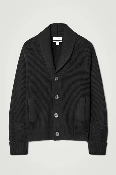 Cos Shawl-collar Merino Wool Cardigan In Black