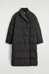 Cos Shawl-collar Quilted Down Coat In Black